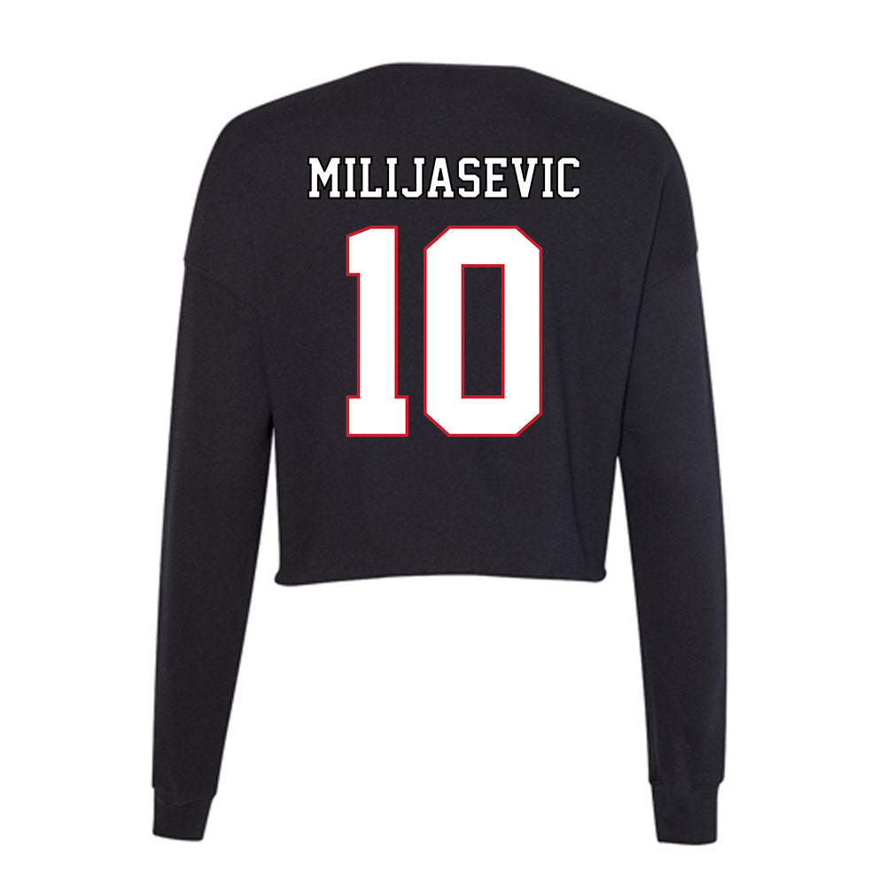 DePaul - NCAA Men's Basketball : Ilija Milijasevic - Women's Cropped Crew Fleece-1