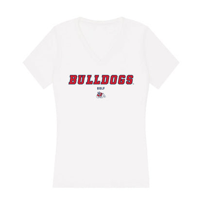 Fresno State - NCAA Men's Golf : Zackary Tarter - Women's V-Neck T-Shirt-0
