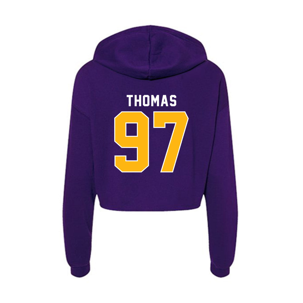 Northern Iowa - NCAA Football : Theo Thomas - Women's Crop Fleece Hoodie-1