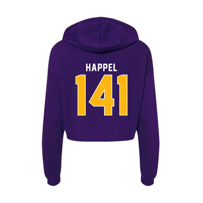 Northern Iowa - NCAA Wrestling : Cael Happel - Women's Crop Fleece Hoodie-1