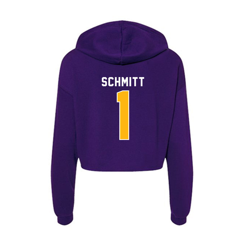 Northern Iowa - NCAA Men's Basketball : Cael Schmitt - Women's Crop Fleece Hoodie-1