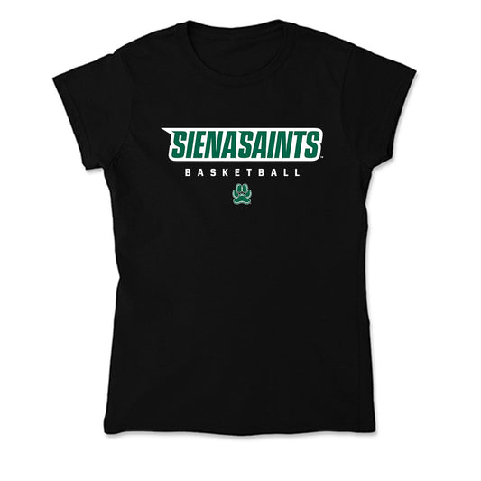 Siena - NCAA Men's Basketball : Justice Shoats - Soft Style Women’s T-Shirt-0