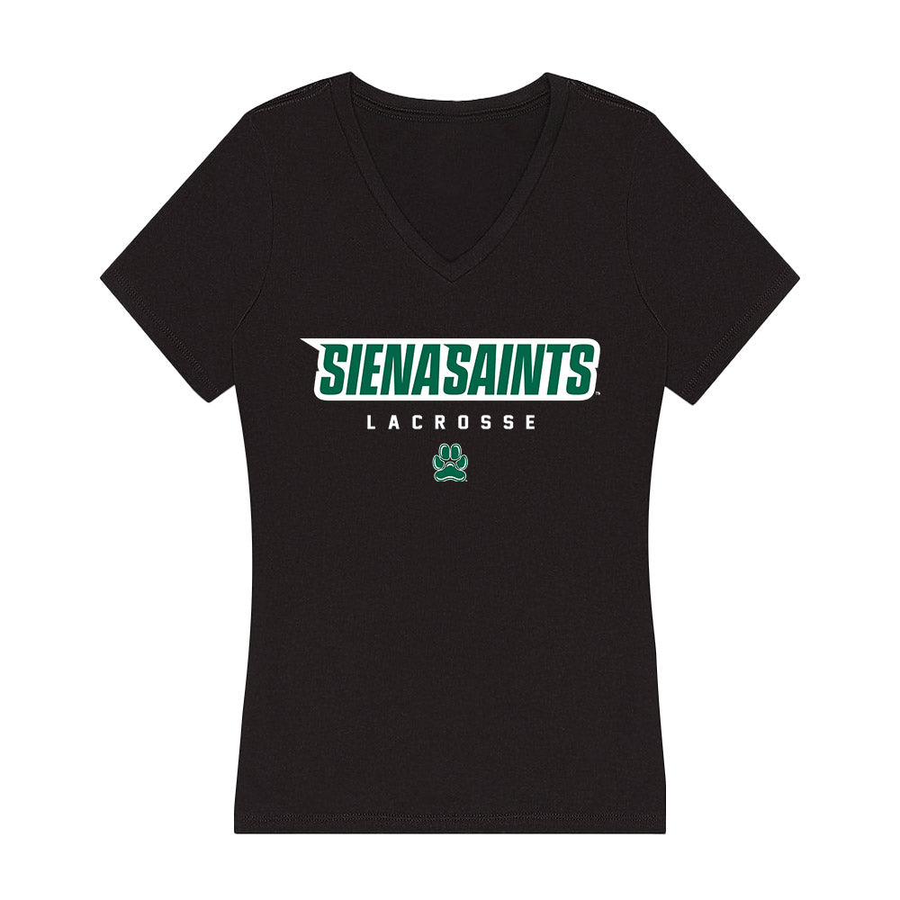 Siena - NCAA Men's Lacrosse : Logan Cash - Women's V-Neck T-Shirt-0