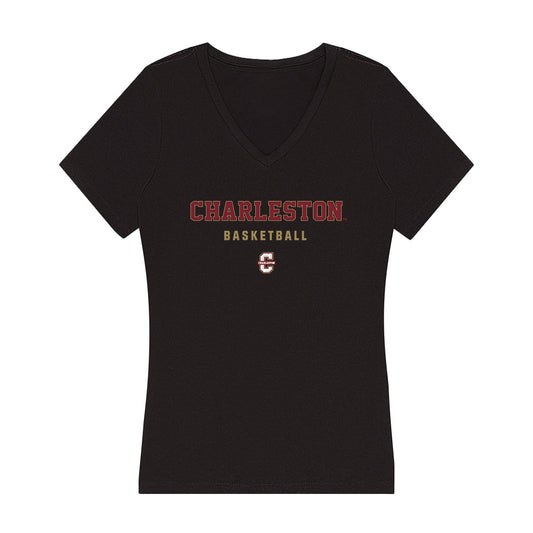 Charleston - NCAA Men's Basketball : Jaxon Prunty - Women's V-Neck T-Shirt-0