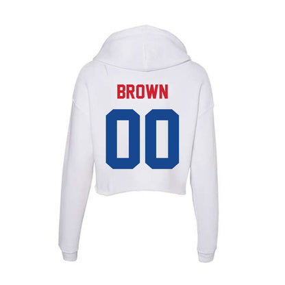 SMU - NCAA Football : Carterrious Brown - Women's Crop Fleece Hoodie-1
