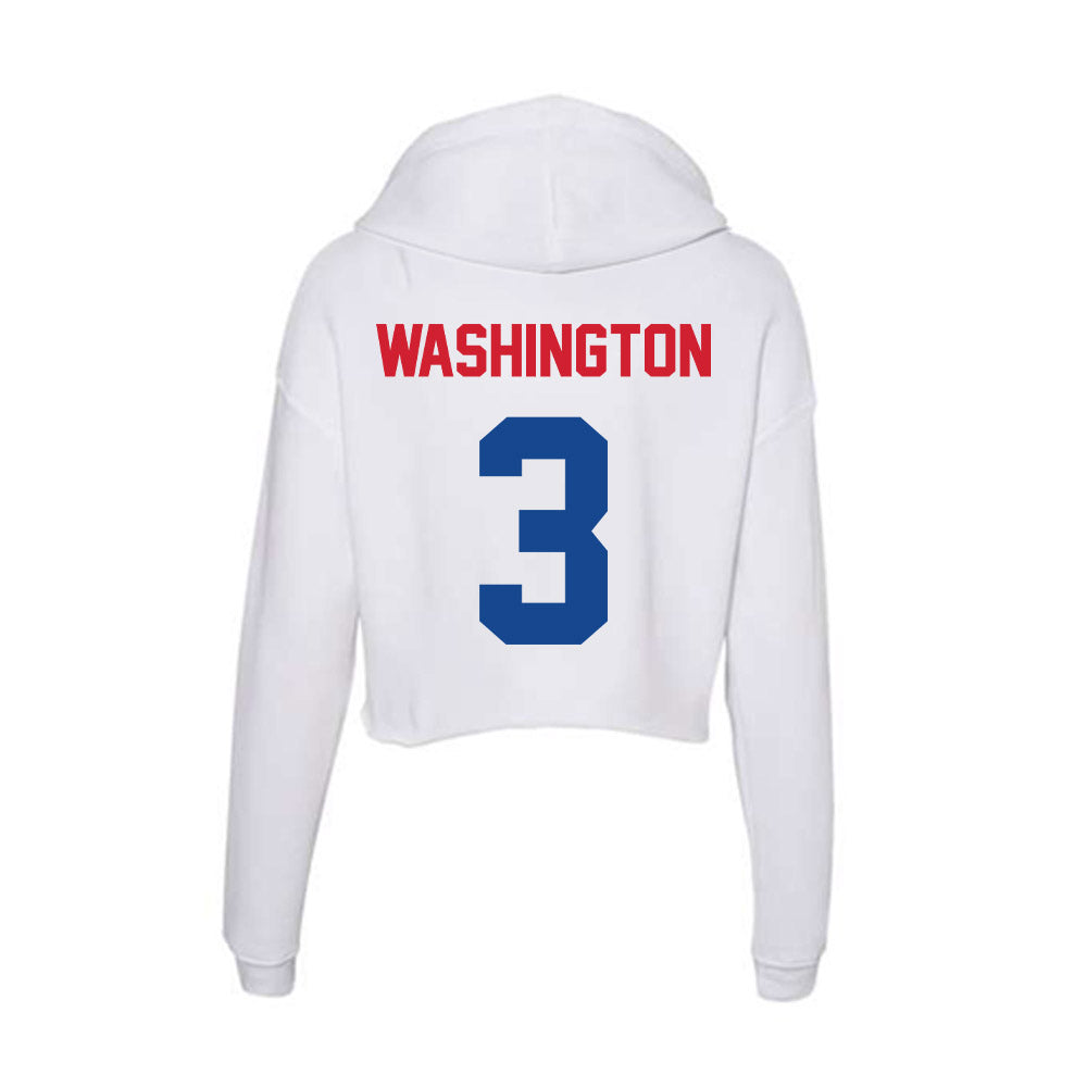 SMU - NCAA Men's Basketball : Corey Washington - Women's Crop Fleece Hoodie-1