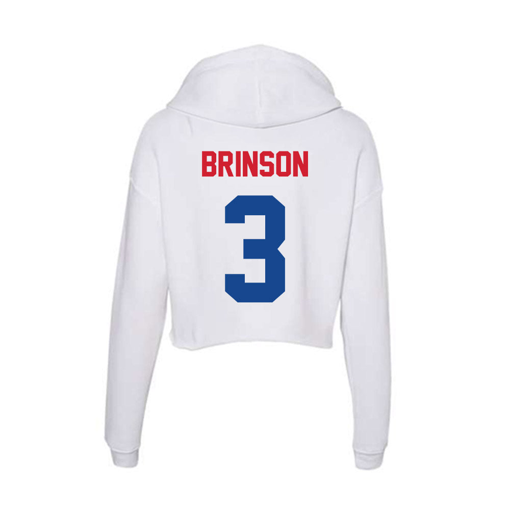 SMU - NCAA Football : Romello Brinson - Women's Crop Fleece Hoodie-1