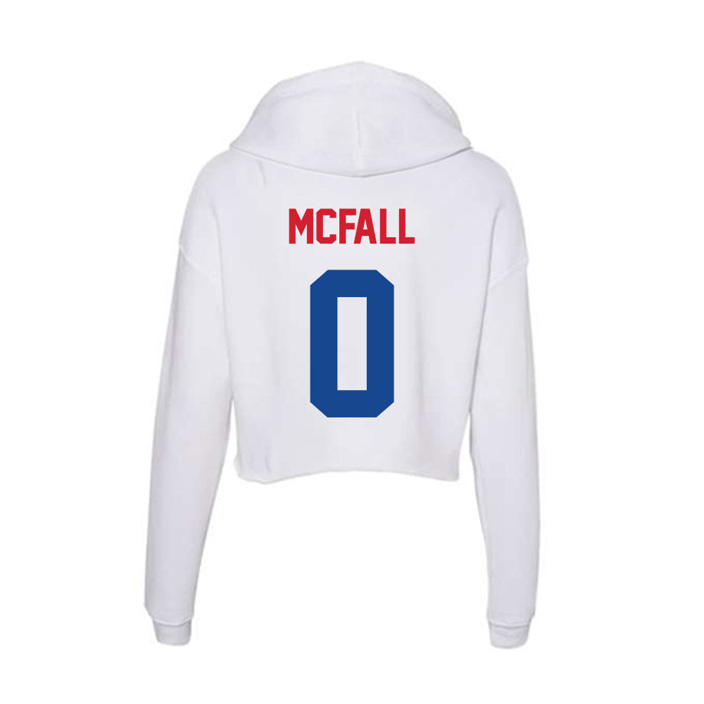 SMU - NCAA Football : Derrick McFall - Women's Crop Fleece Hoodie-1