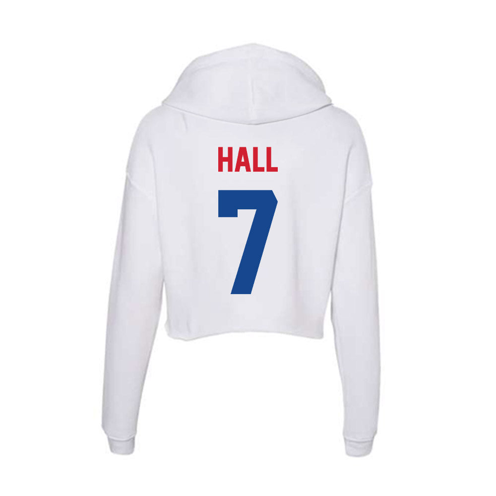 SMU - NCAA Women's Basketball : Grace Hall - Women's Crop Fleece Hoodie-1