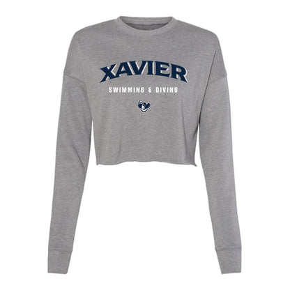 Xavier - NCAA Men's Swimming & Diving : Adam Lamping - Women's Cropped Crew Fleece-0