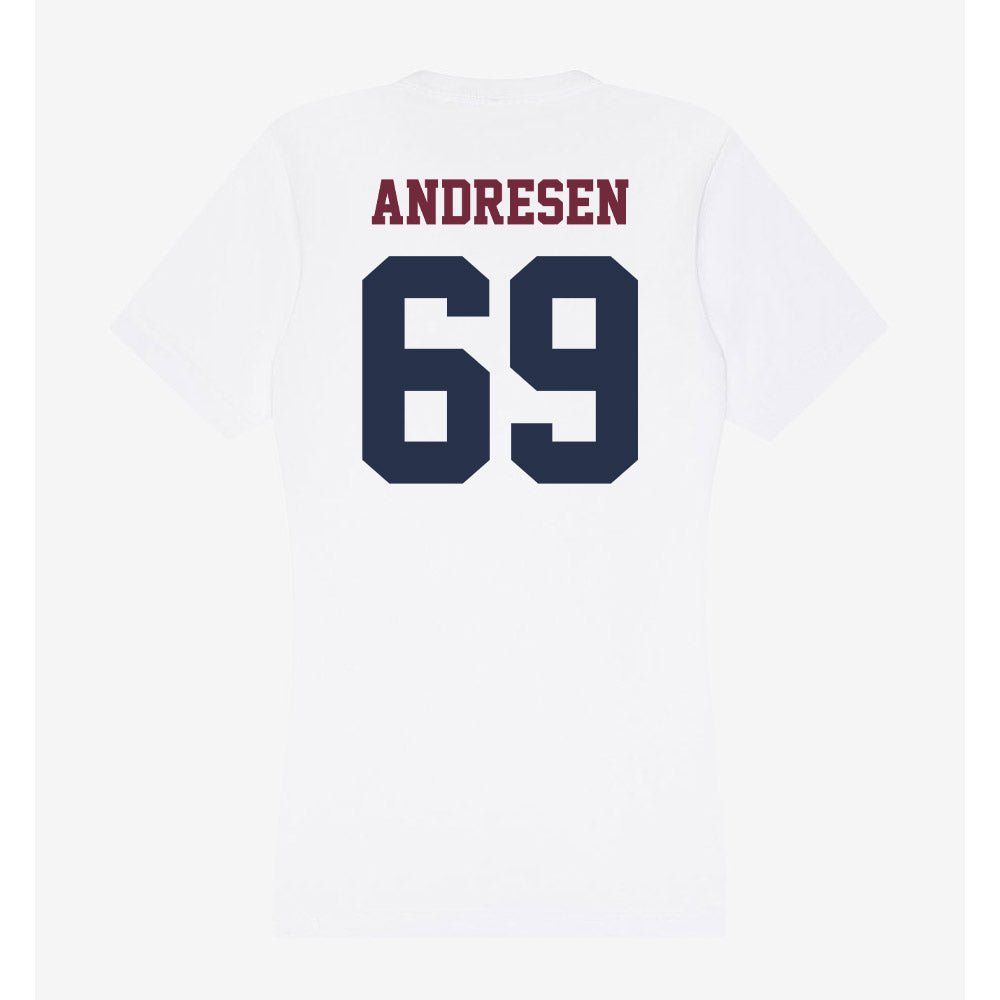 FDU - NCAA Men's Tennis : Jaden Andresen - Women's V-Neck T-Shirt-1