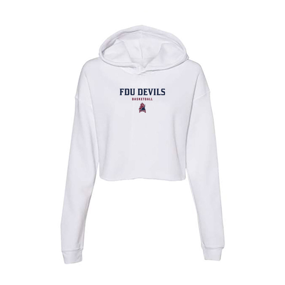 FDU - NCAA Men's Basketball : Sean Moore - Women's Crop Fleece Hoodie-0