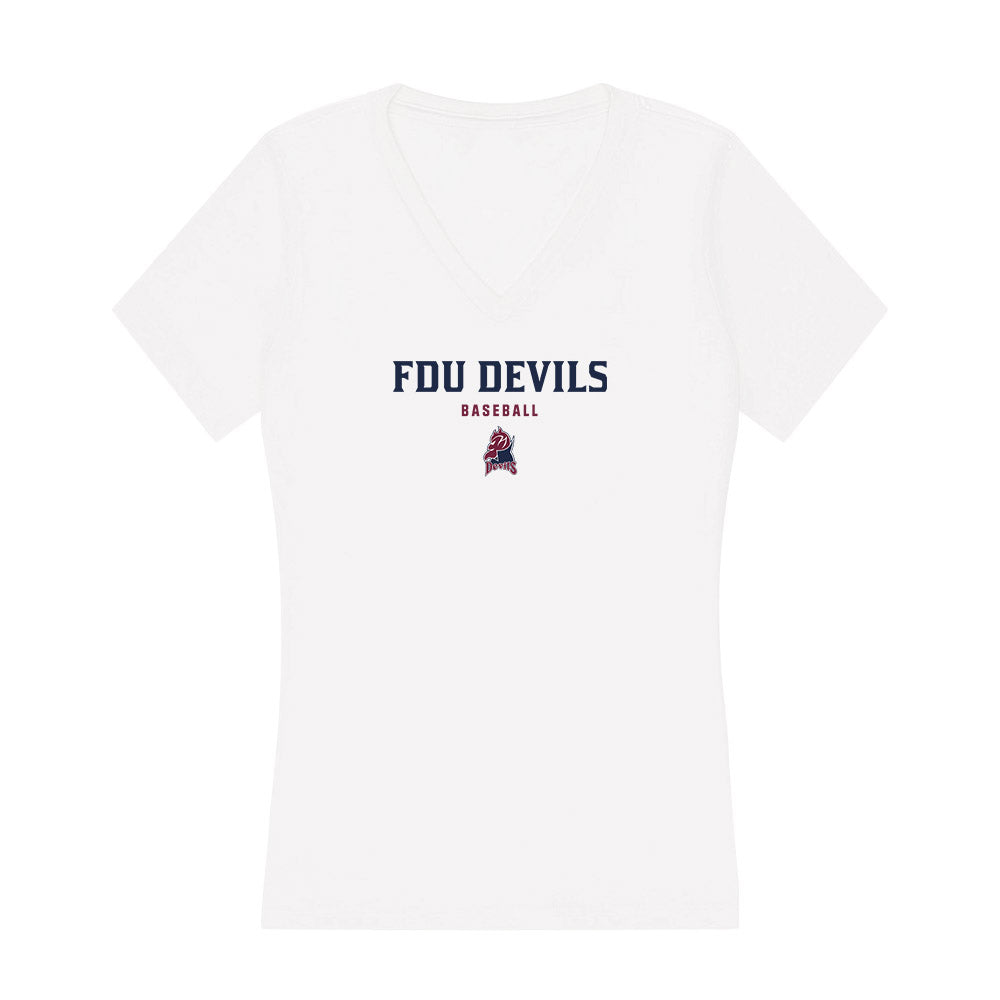 FDU - NCAA Baseball : Peter Longo - Women's V-Neck T-Shirt-0