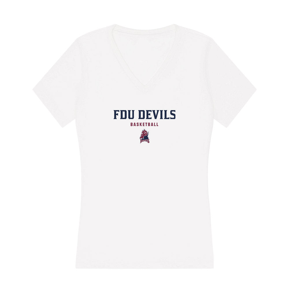 FDU - NCAA Men's Basketball : Sean Moore - Women's V-Neck T-Shirt-0