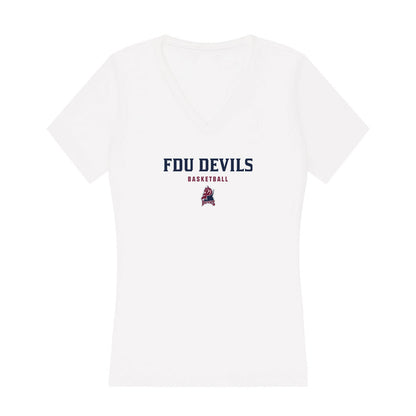 FDU - NCAA Men's Basketball : Sean Moore - Women's V-Neck T-Shirt-0