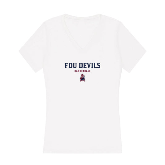 FDU - NCAA Men's Basketball : Sean Moore - Women's V-Neck T-Shirt-0