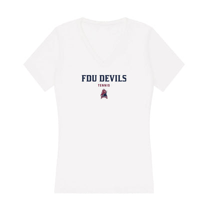 FDU - NCAA Men's Tennis : Jaden Andresen - Women's V-Neck T-Shirt-0