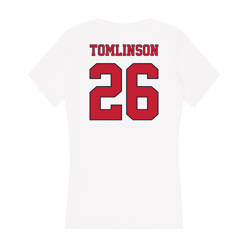 St. Johns - NCAA Men's Soccer : Kaief Tomlinson - Women's V-Neck T-Shirt-1