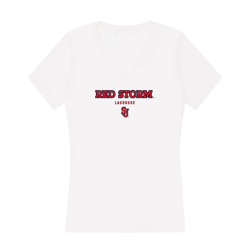 St. Johns - NCAA Men's Lacrosse : Luke Mastrogiovanni - Women's V-Neck T-Shirt-0
