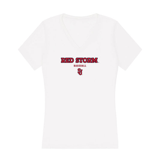 St. Johns - NCAA Baseball : Aj Lausten - Women's V-Neck T-Shirt-0