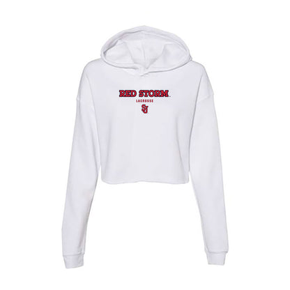 St. Johns - NCAA Men's Lacrosse : AJ Jeffares - Women's Crop Fleece Hoodie-0