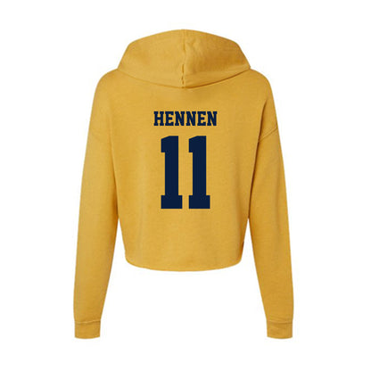  - NCAA Men's Ice Hockey : Tyler Hennen - Women's Crop Fleece Hoodie-1