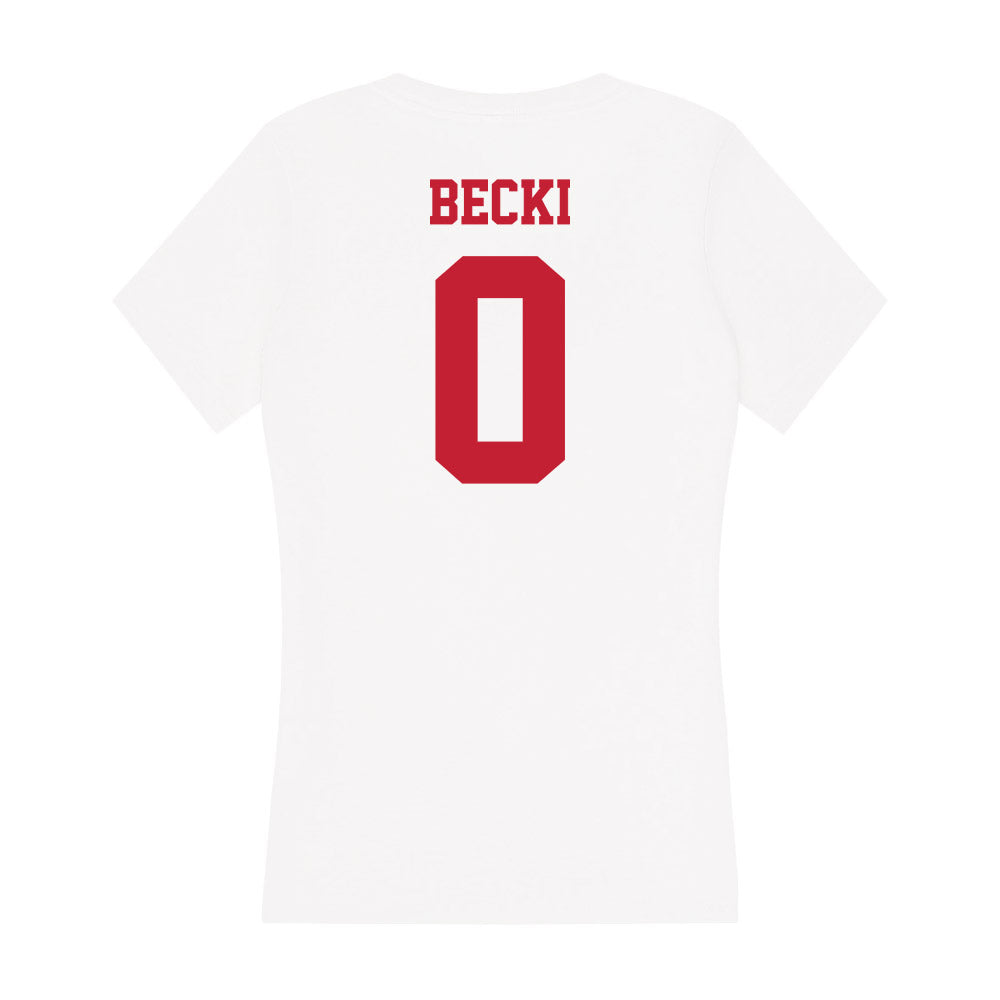 Ball State - NCAA Women's Basketball : Ally Becki - Classic Shersey Women's V-Neck T-Shirt-1