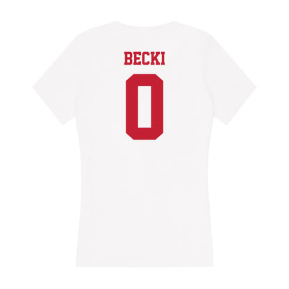 Ball State - NCAA Women's Basketball : Ally Becki - Classic Shersey Women's V-Neck T-Shirt-1