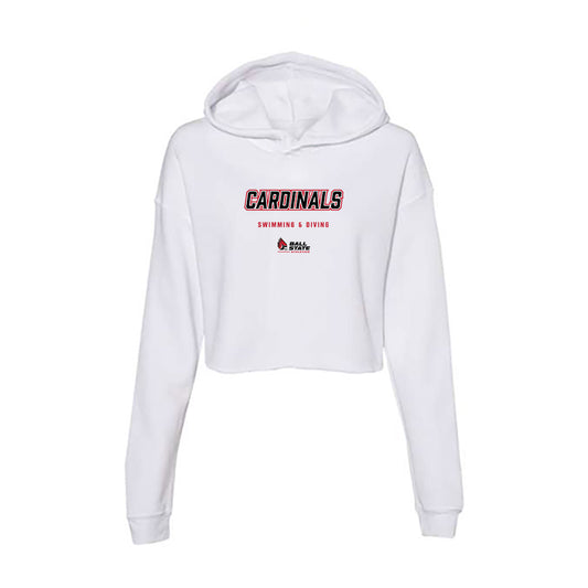 Ball State - NCAA Men's Swimming & Diving : Ryan Farmer - Classic Shersey Women's Crop Fleece Hoodie-0