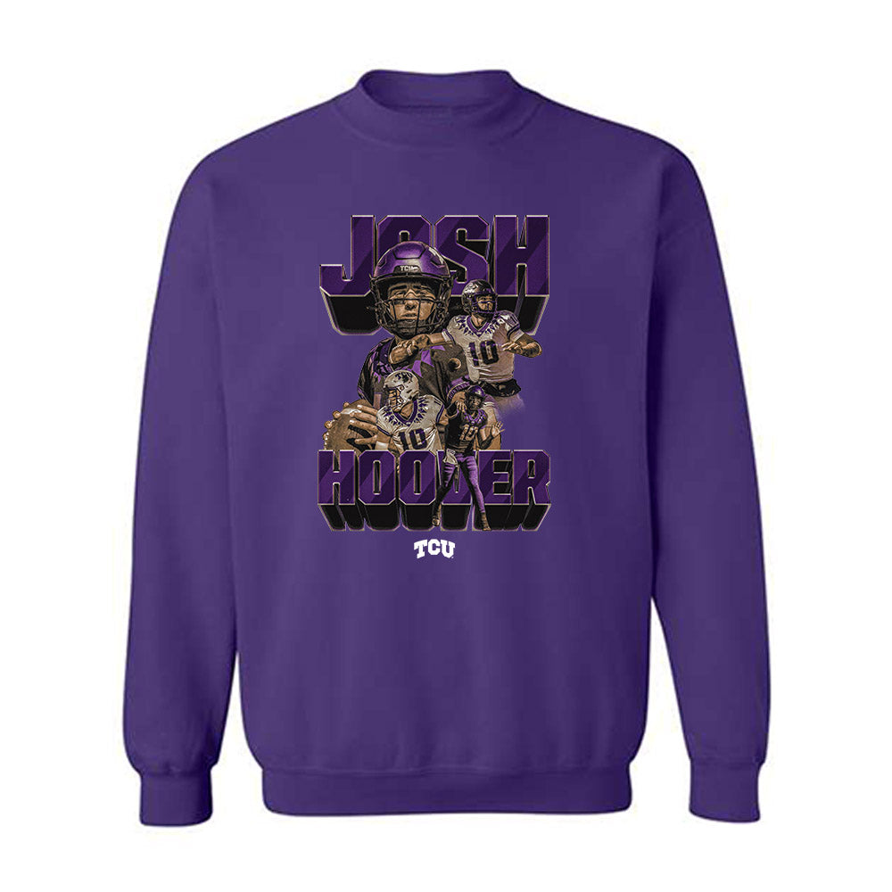 TCU - NCAA Football : Josh Hoover - Player Collage Crewneck Sweatshirt-0
