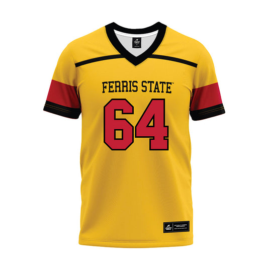 Ferris State - NCAA Football : Cam Heiss - 2024 Yellow Premium Football Jersey-0