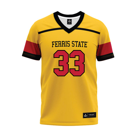 Ferris State - NCAA Football : Coties Gillen - 2024 Yellow Premium Football Jersey-0