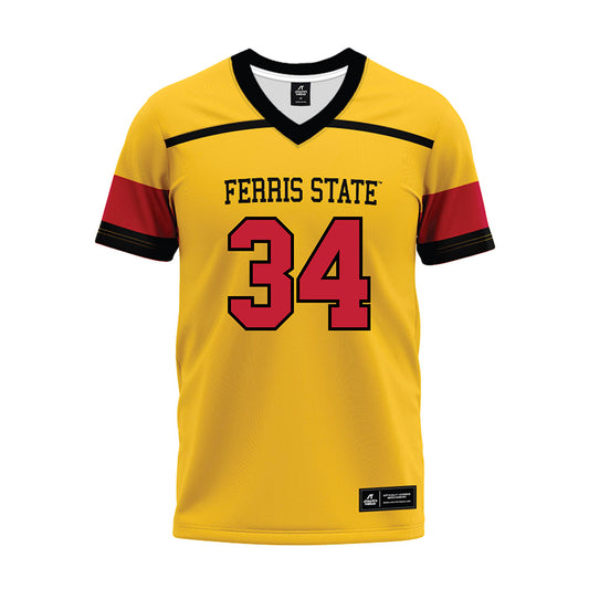 Ferris State - NCAA Football : Finn Sossen - 2024 Yellow Premium Football Jersey-0