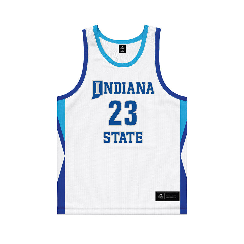 Indiana State - NCAA Men's Basketball : Jaden Daughtry - White Basketball Jersey-0