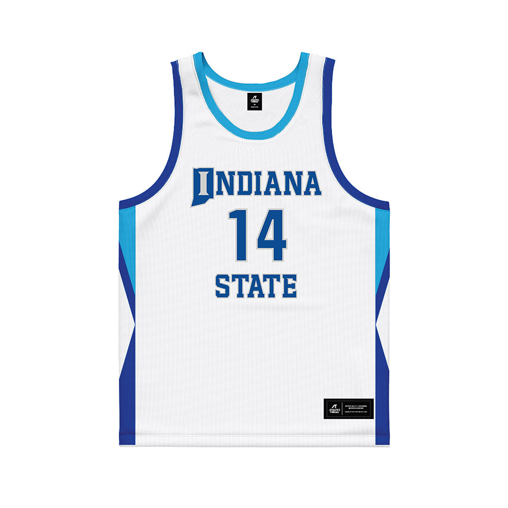 Indiana State - NCAA Men's Basketball : Bruno Alocen - White Basketball Jersey-0