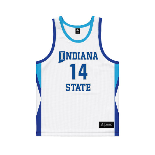 Indiana State - NCAA Men's Basketball : Bruno Alocen - White Basketball Jersey-0