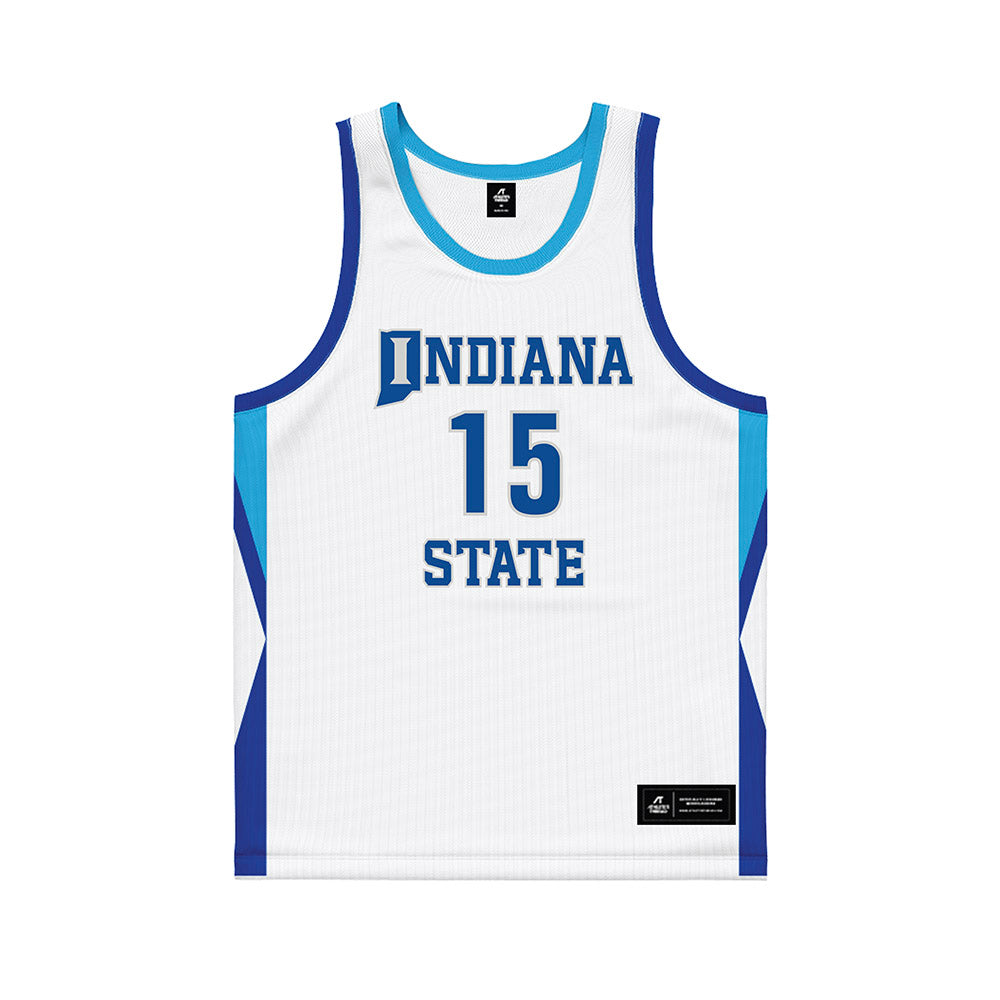 Indiana State - NCAA Men's Basketball : Markus Harding - White Basketball Jersey-0
