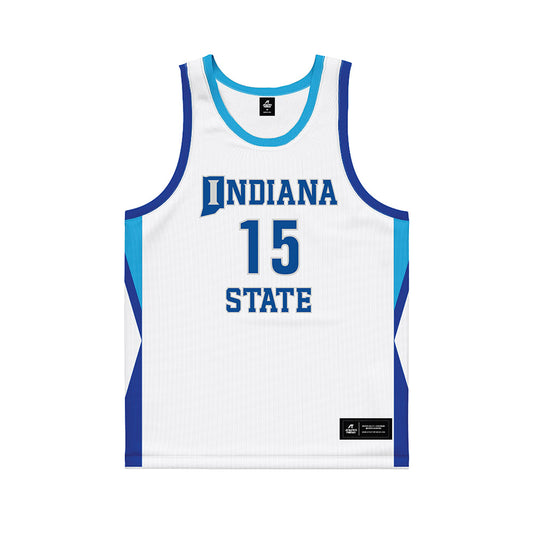Indiana State - NCAA Men's Basketball : Markus Harding - White Basketball Jersey-0