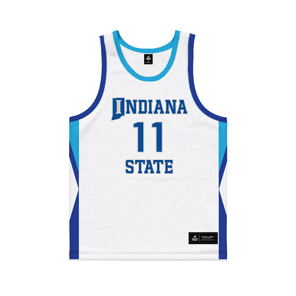 Indiana State - NCAA Men's Basketball : Aaron Gray - White Basketball Jersey-0