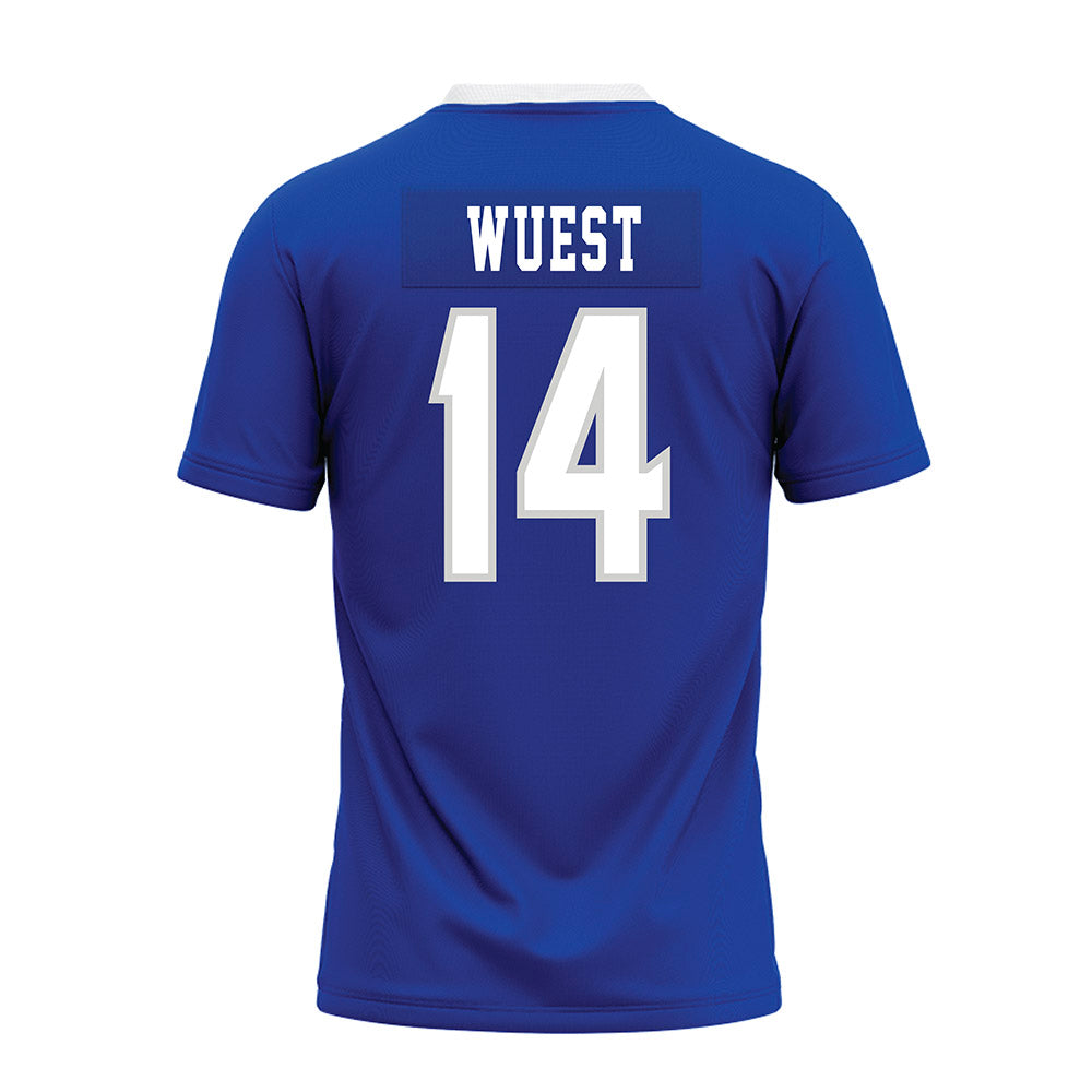 Indiana State - NCAA Football : BJ Wuest - Royal Blue Premium Football Jersey-1