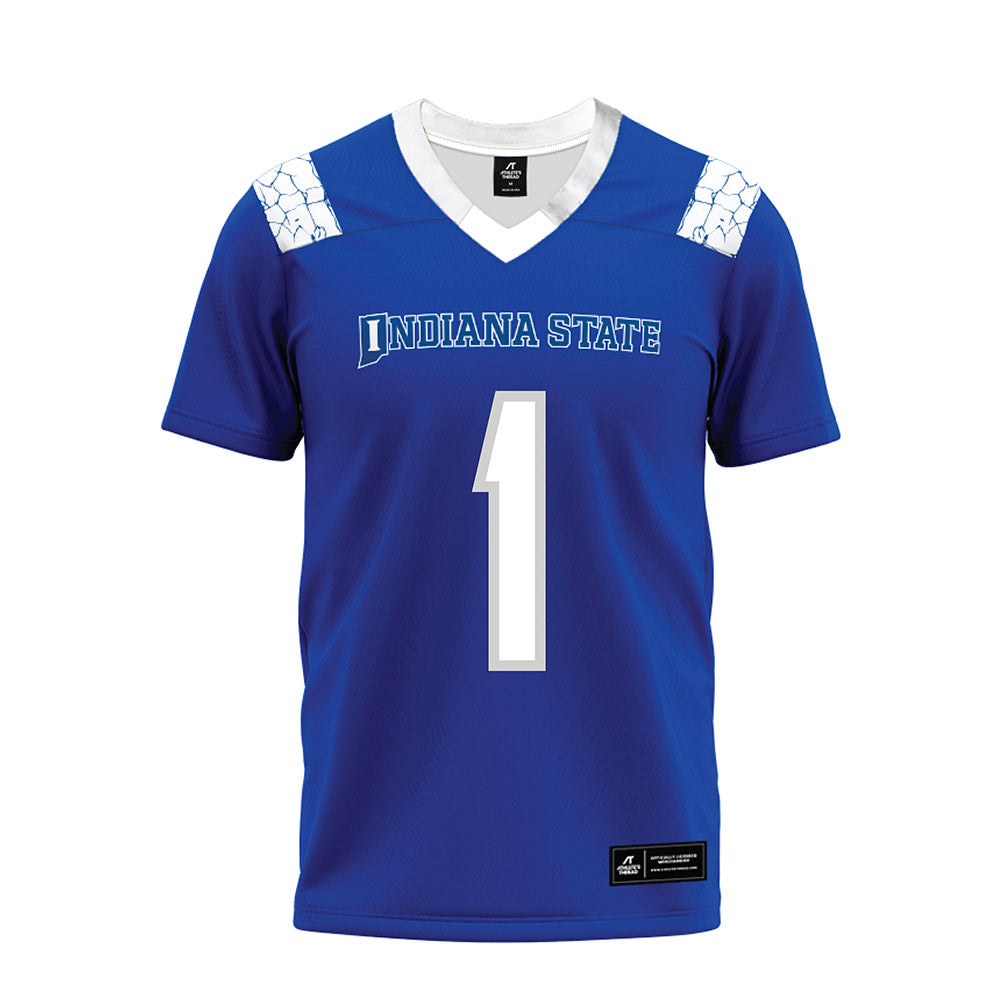 Indiana State - NCAA Football : Devin Johnson - Royal Blue Premium Football Jersey-0