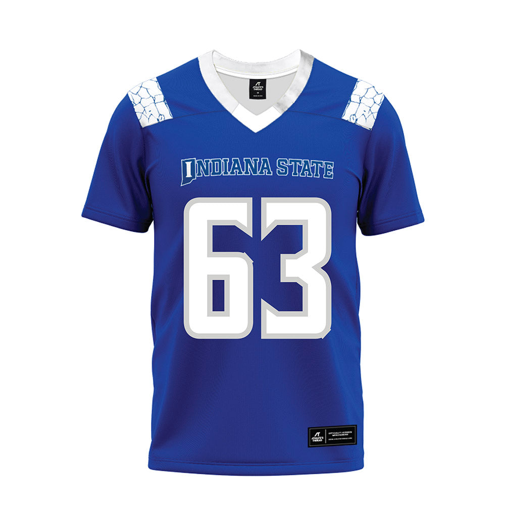 Indiana State - NCAA Football : Benjamin Brasher - Royal Blue Premium Football Jersey-0