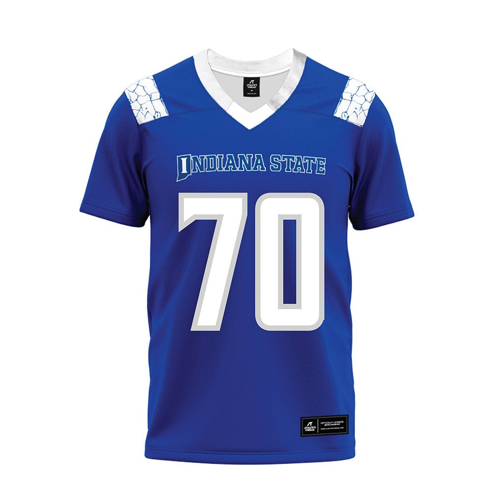 Indiana State - NCAA Football : Bradyn Mazanowski - Royal Blue Premium Football Jersey-0