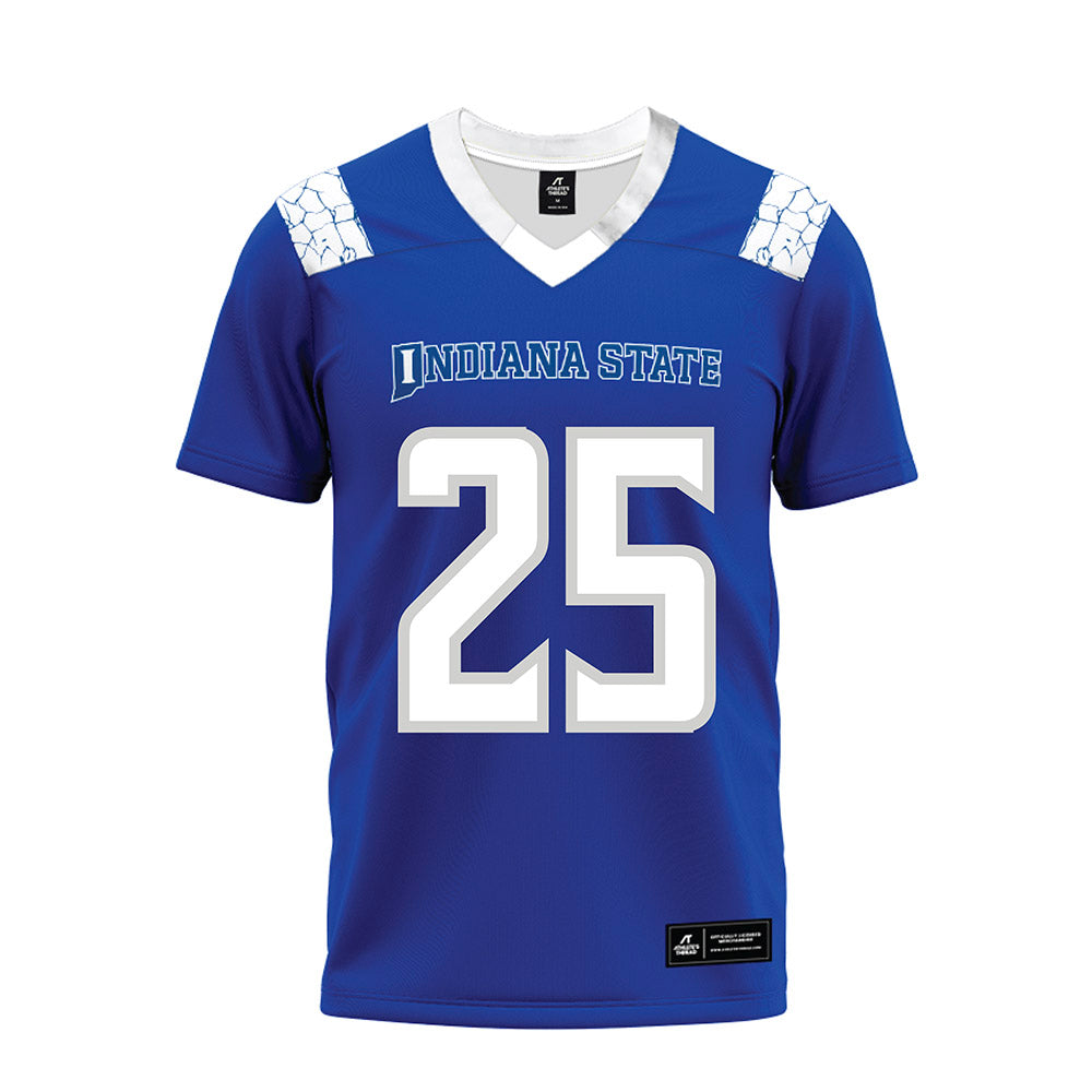 Indiana State - NCAA Football : Robert Beasley - Royal Blue Premium Football Jersey-0