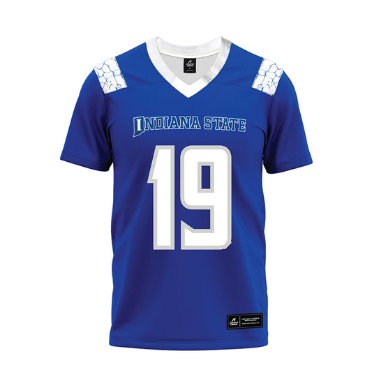 Indiana State - NCAA Football : Zakiese Smith - Royal Blue Premium Football Jersey-0