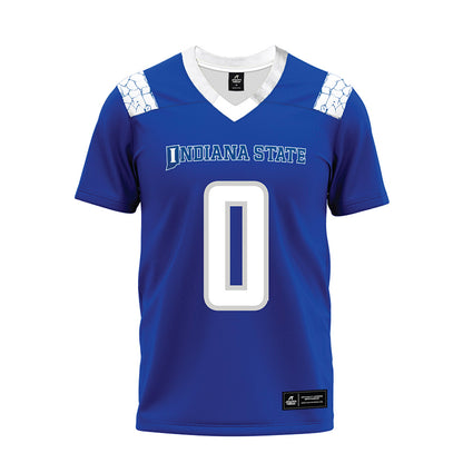 Indiana State - NCAA Football : Elijah Coker - Royal Blue Premium Football Jersey-0