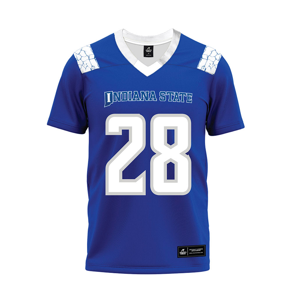 Indiana State - NCAA Football : Deion Brown - Royal Blue Premium Football Jersey-0