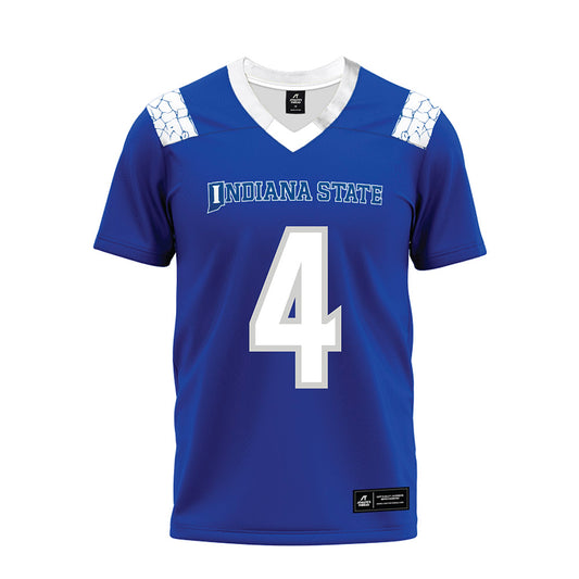 Indiana State - NCAA Football : Bryan Domino - Royal Blue Premium Football Jersey-0