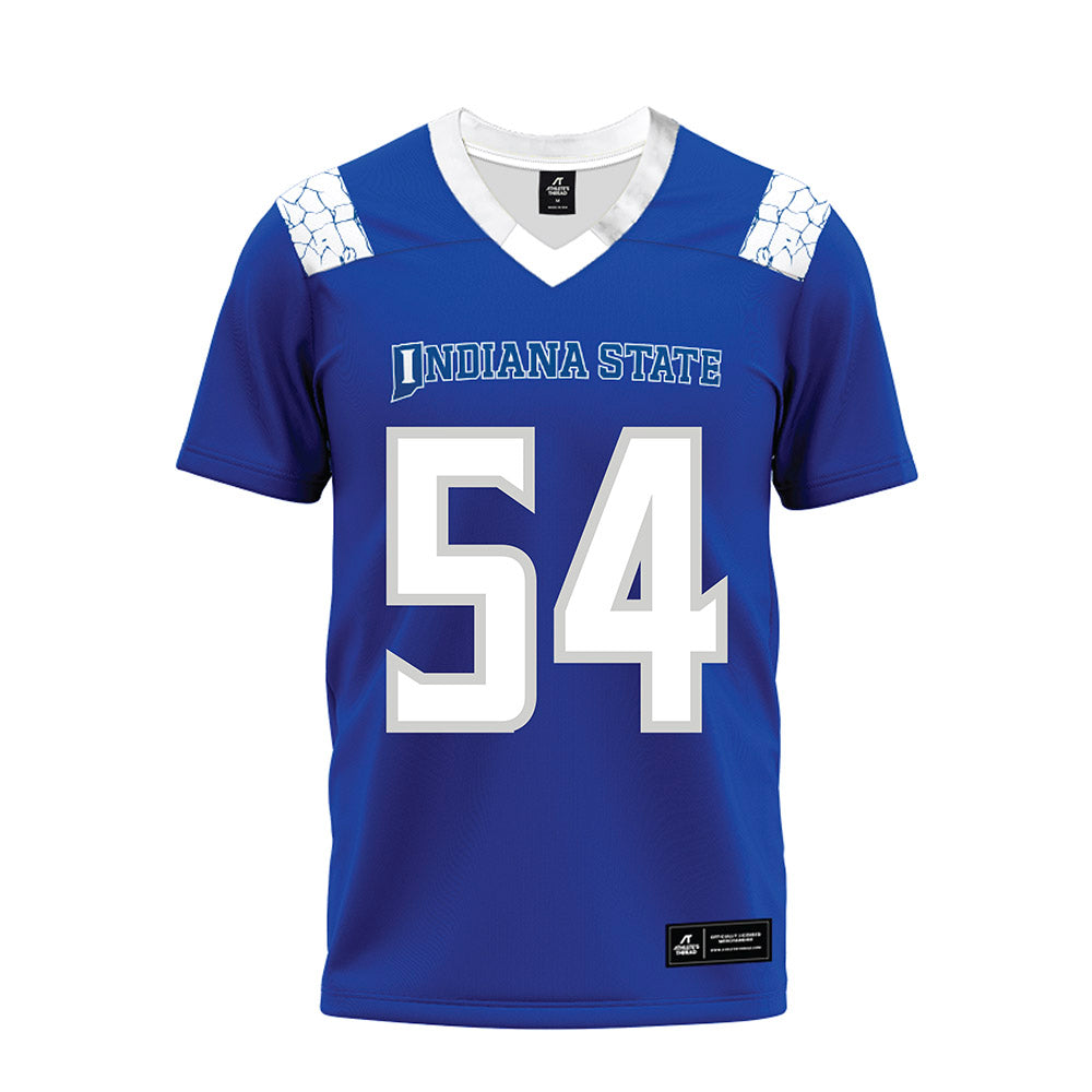 Indiana State - NCAA Football : Zeshaun Hudson - Royal Blue Premium Football Jersey-0