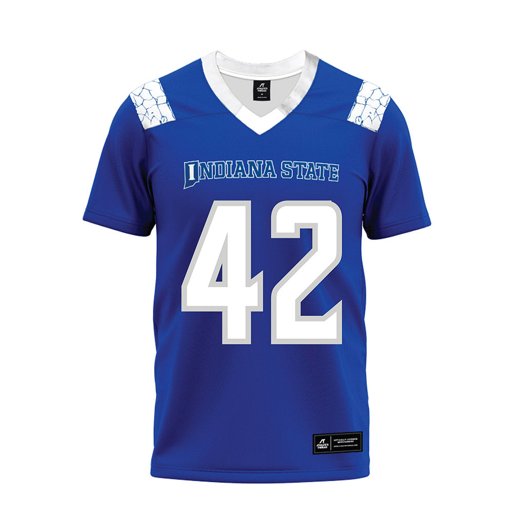 Indiana State - NCAA Football : Braxton Sampson - Royal Blue Premium Football Jersey-0